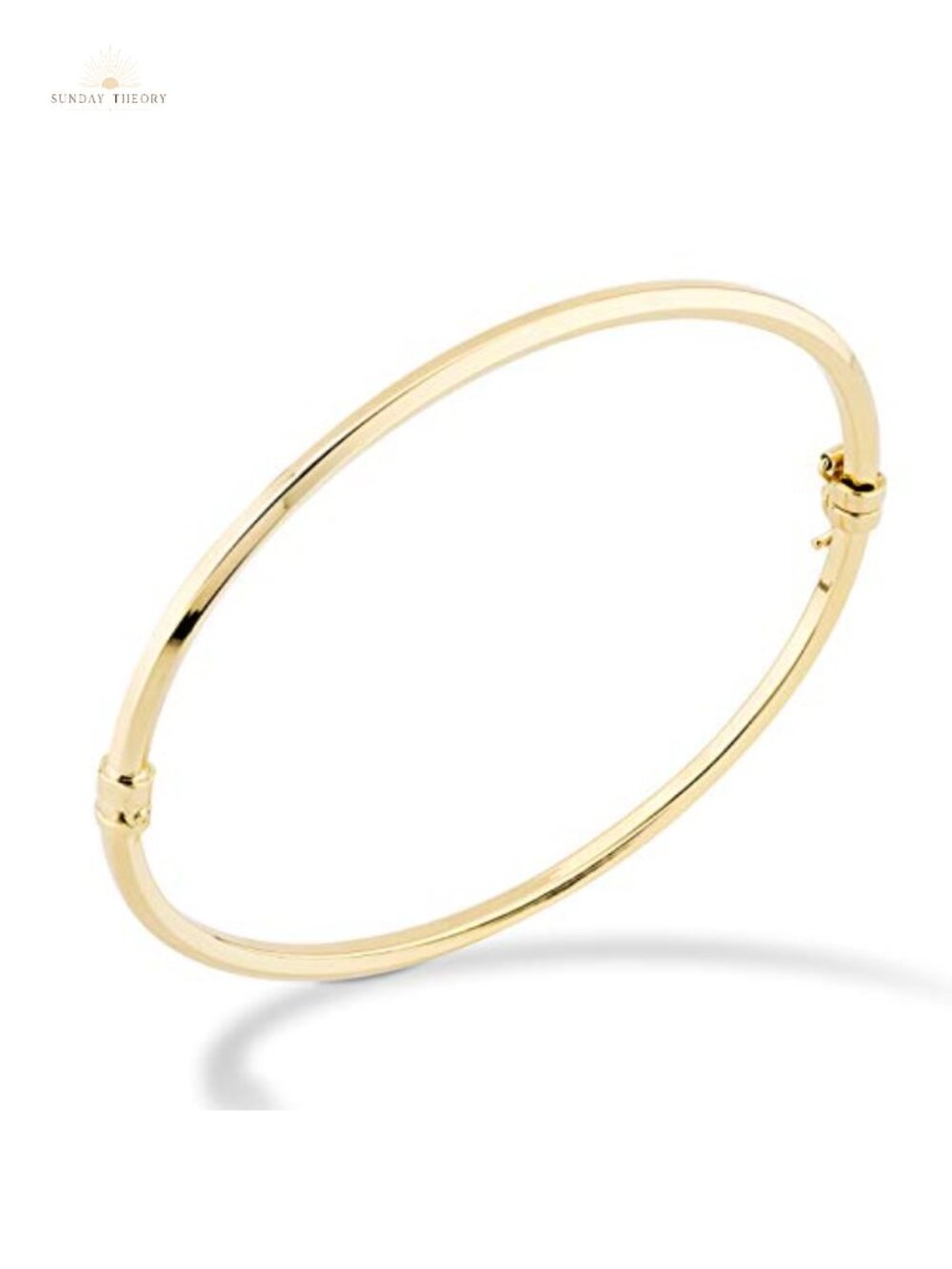 18K Gold Plated 925 Sterling Silver Oval Hinged Bangle Bracelet for Women